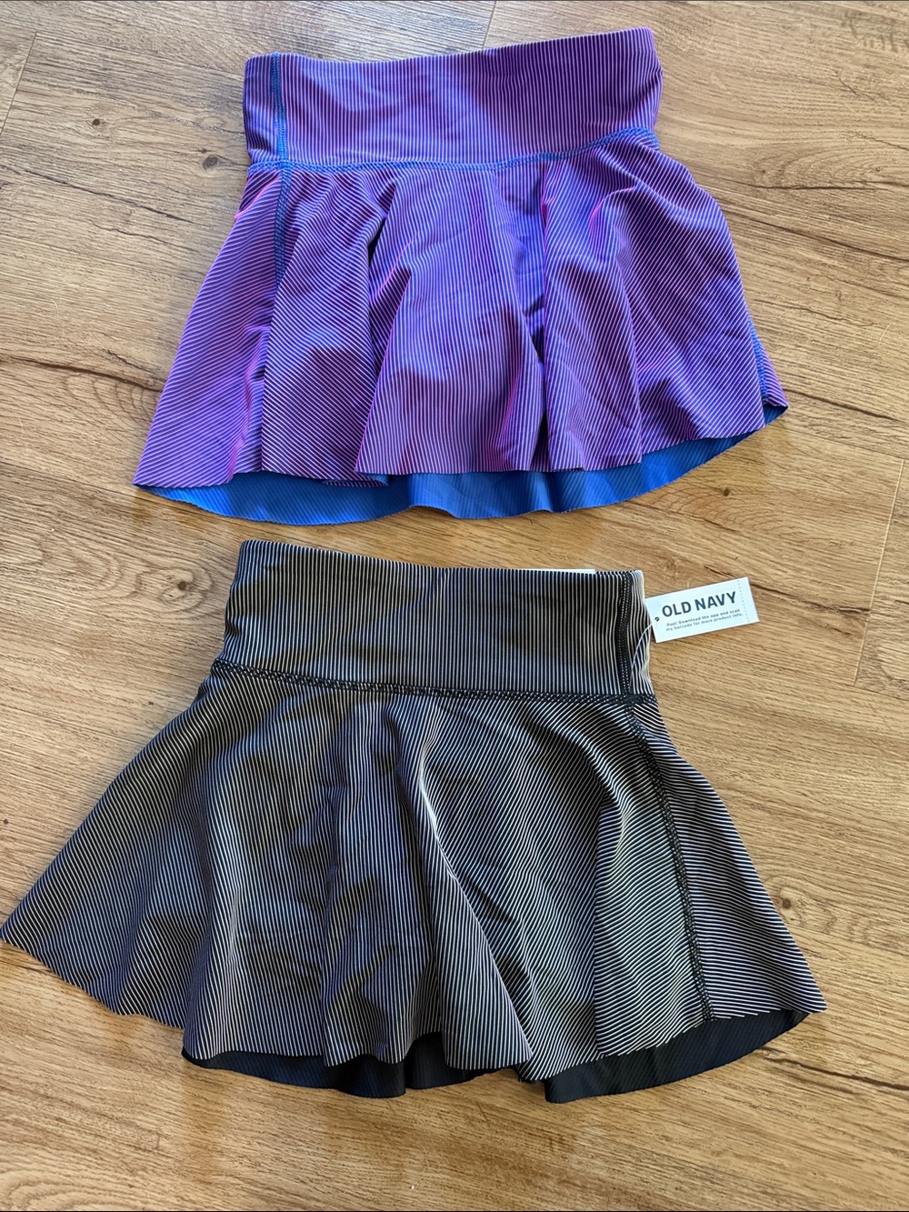 Old Navy Girls Circle Skirts - Purple/Blue and Black/Gray Stripes